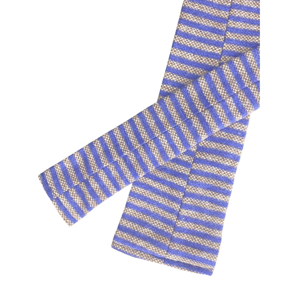 VTG Gimbel Brothers Beau Brummell Wool Knit Tie Periwinkle Tan Square End 52x3.5